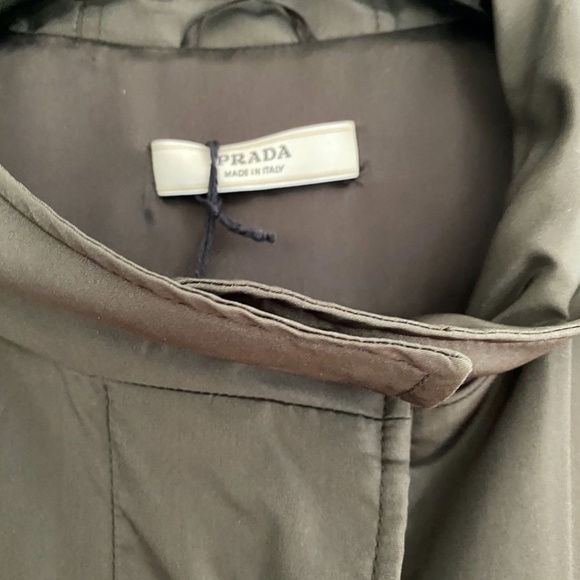 Prada olivy taupe silk blend long jacket size 40 - Picture 4 of 8